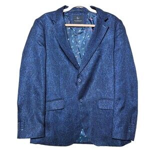 TailorByrd Mens 38R Sport Coat Jacket Modern Fit Paisley Navy Flamingo Lining EU